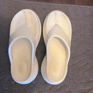 Cream platform sandals